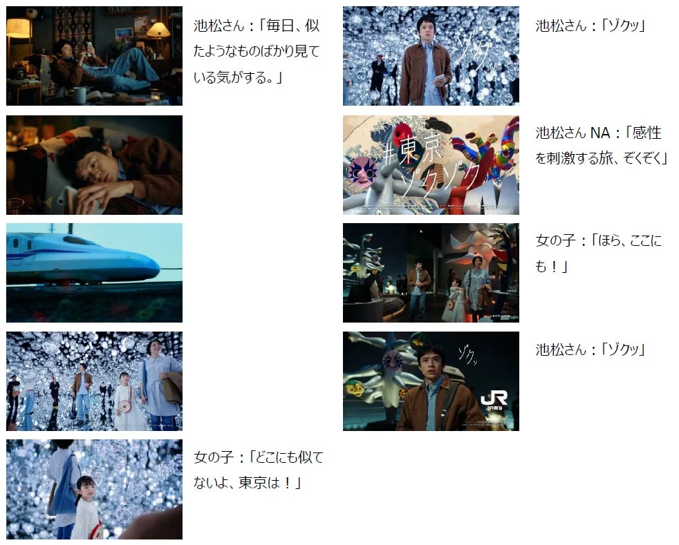 東京の刺激的なアートやユニークな体験に触れ、感動するJR東日本の広告