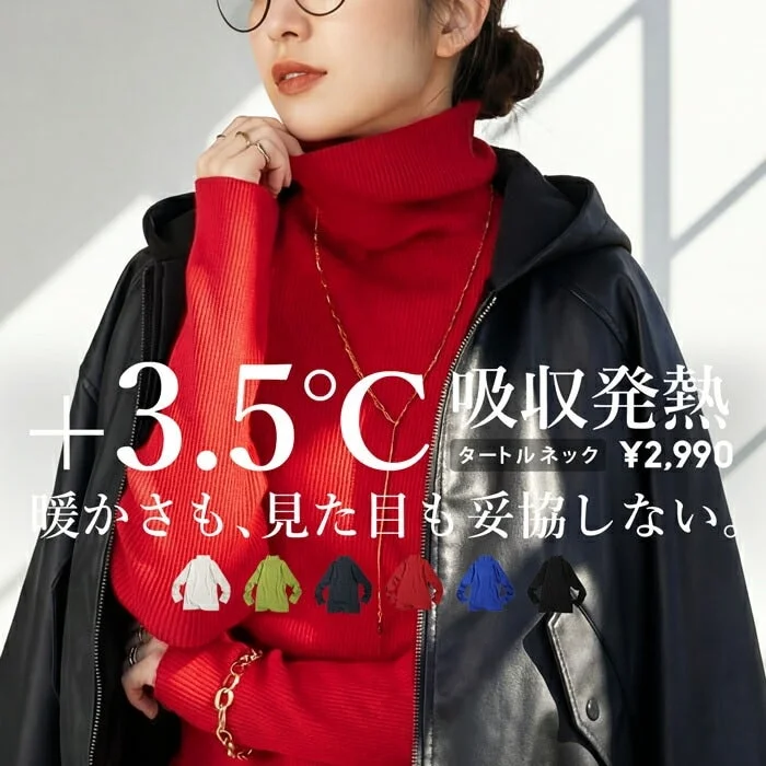 タートルネックトップス