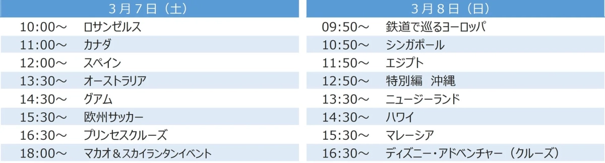 メインステージタイムスケジュール