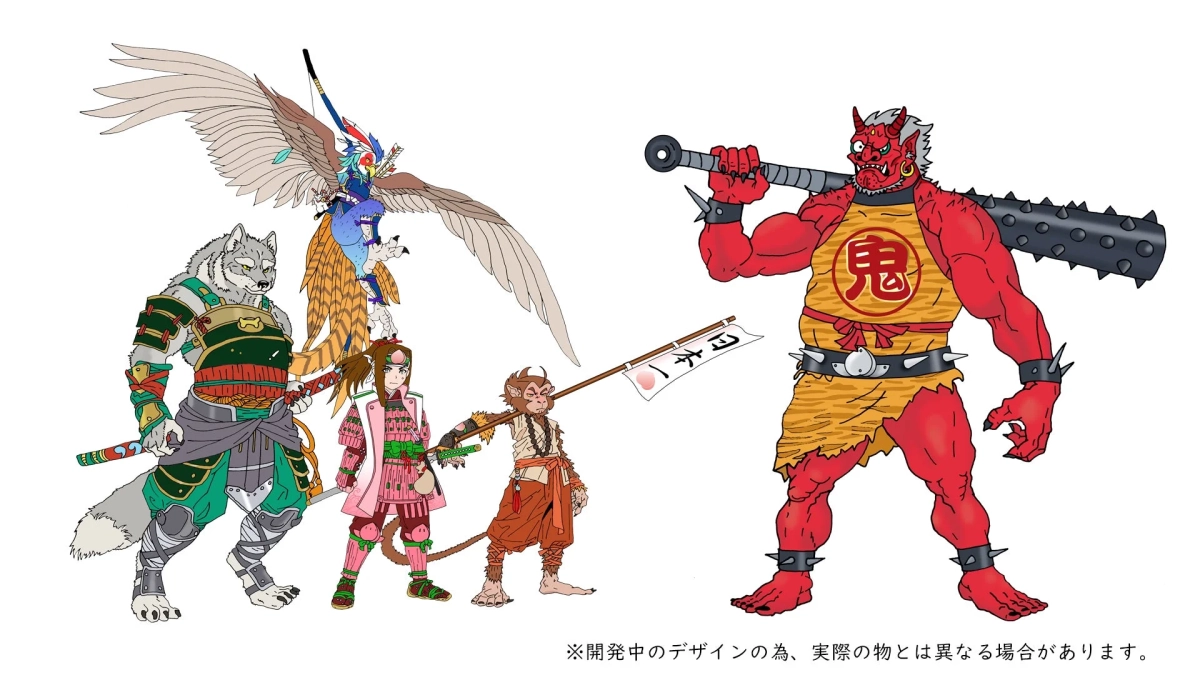 桃太郎の物語をモチーフにしたキャラクターデザイン