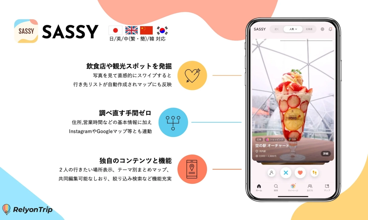 SASSYアプリの画面イメージ