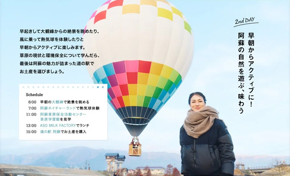 阿蘇の熱気球と大観峰