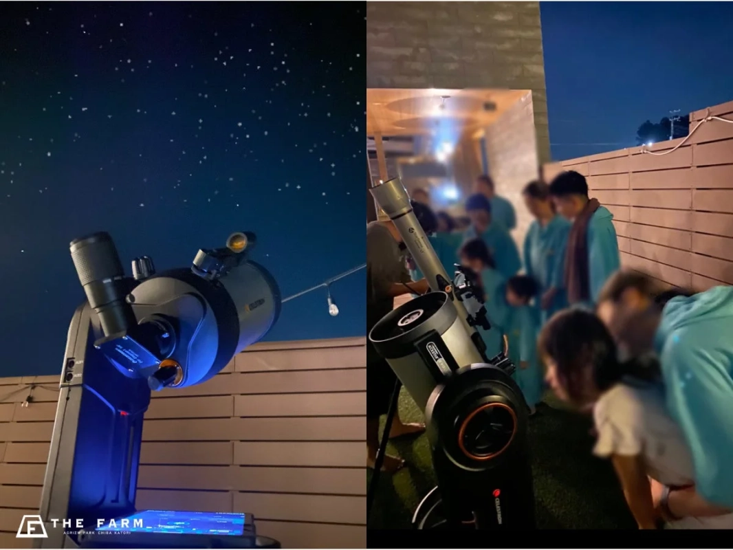 天体望遠鏡で星を観察する人々