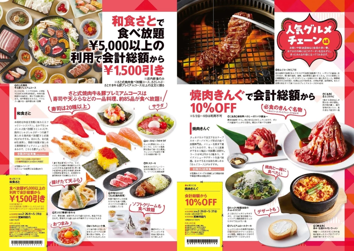 焼肉きんぐと和食さとのクーポンイメージ