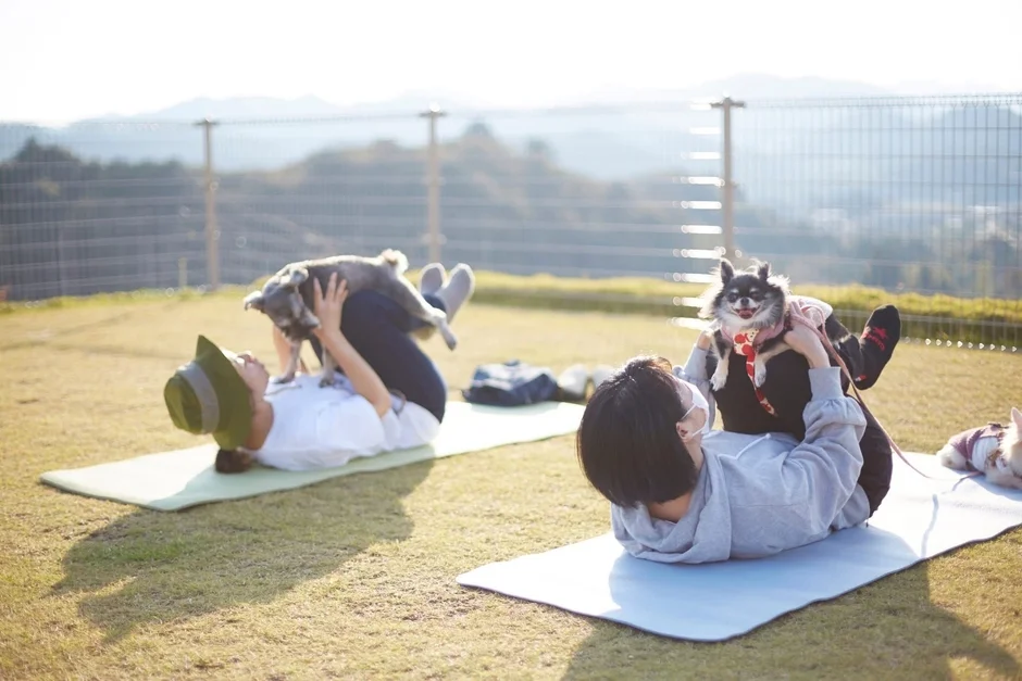 ヨガマットの上で