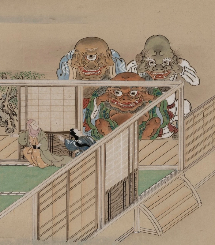 家屋と鬼の日本画