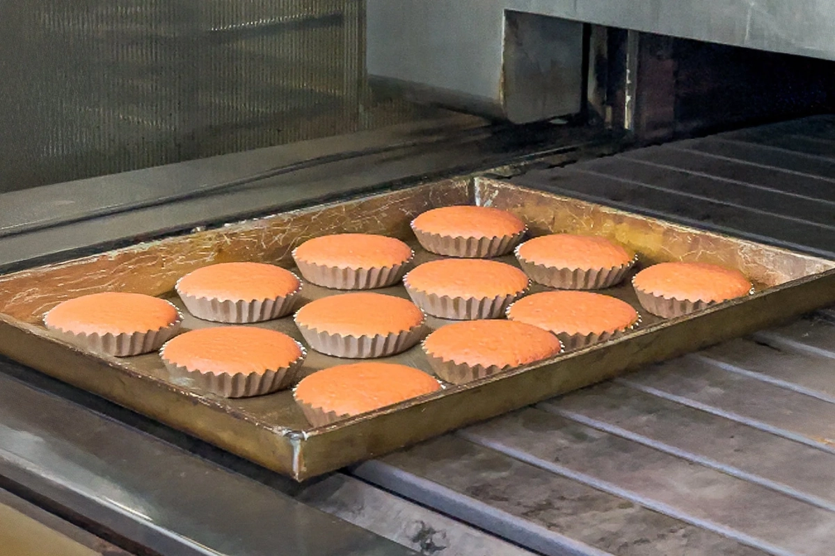 オーブンに入れる様子