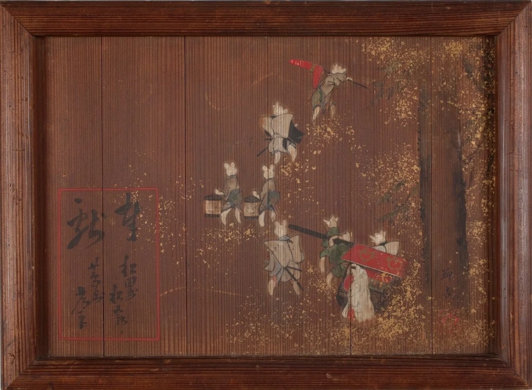 狐の行列が描かれた日本画