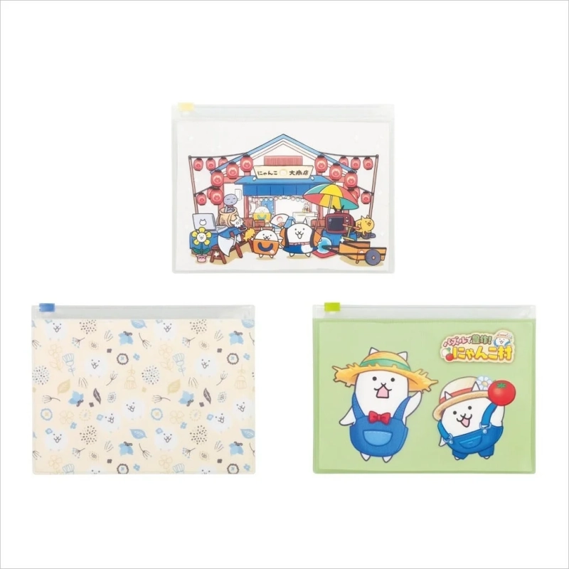 にゃんこ大戦争のキャラクターがデザインされたクリアファイル