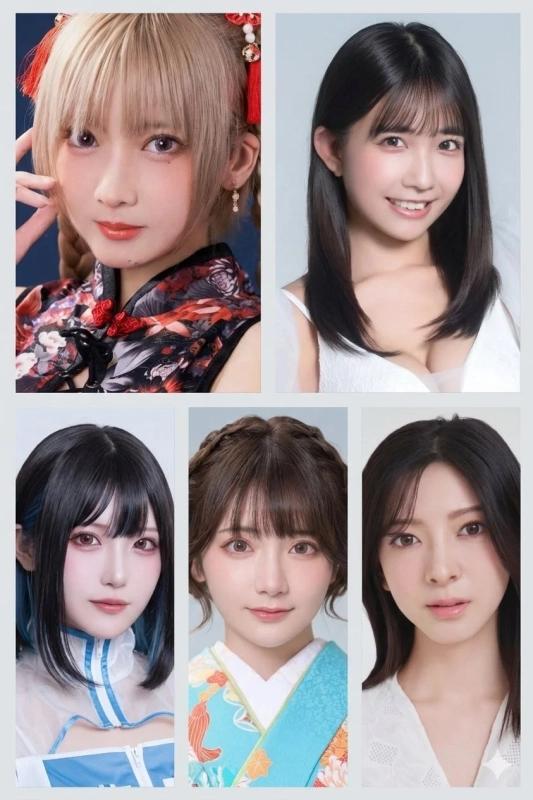 女性のポートレートコラージュ