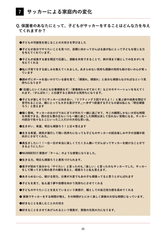 子どもがサッカーをすることで、親は子どもの可能性を信じ、成長を喜び、子育ての楽しみを感じます