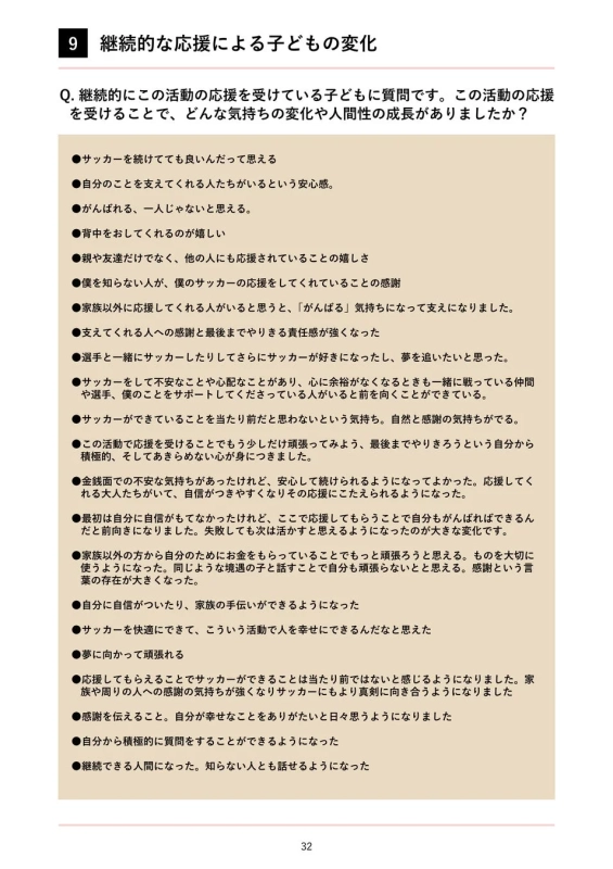 継続的な支援を受けた子どもたちの変化についてまとめた資料