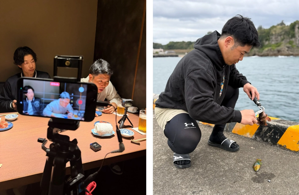 ライブ配信や釣りの様子